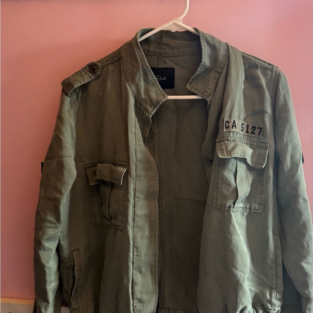Rails Olive Drawstring Utility Jacket - Picture 3 of 5